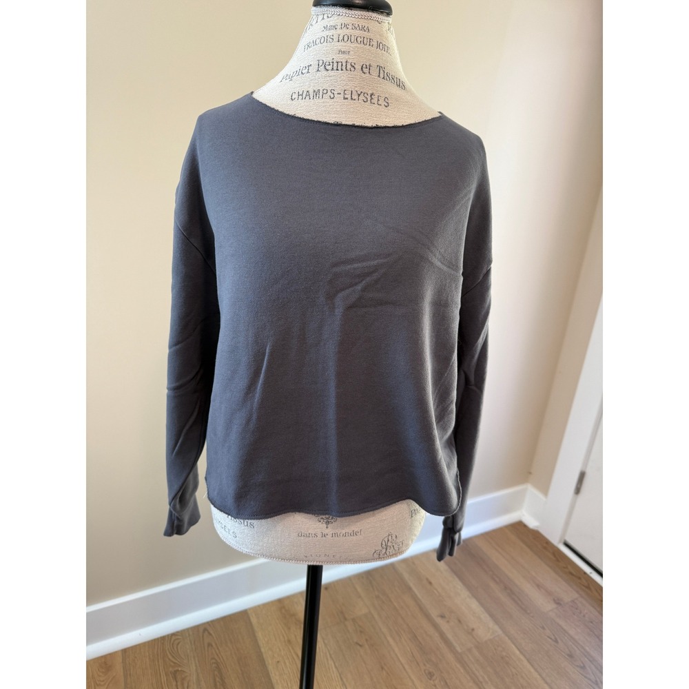 Fundamental Coast Womens Cropped Crewneck, Gray, Size M